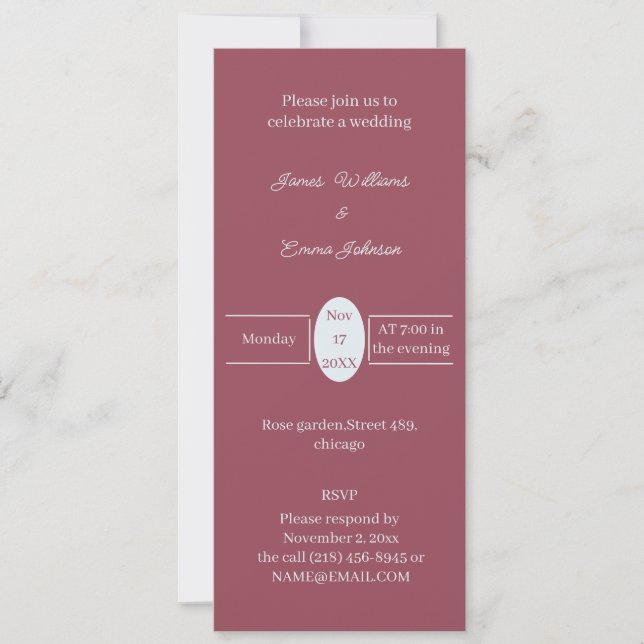 Convite personalizado para casamento simples Maroo (Frente)