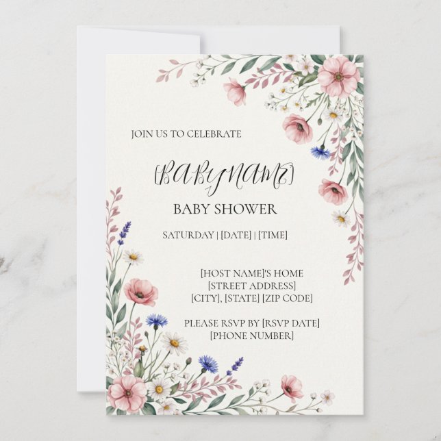 Convite Personalizado para Chás de Bebê com Tema d (Frente)