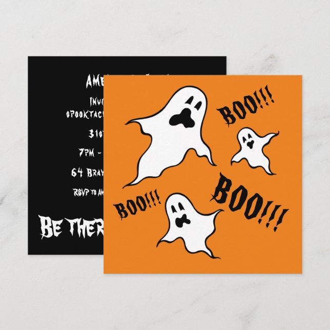 Convite Personalizado para Fantasmas de Halloween (Frente/Verso)