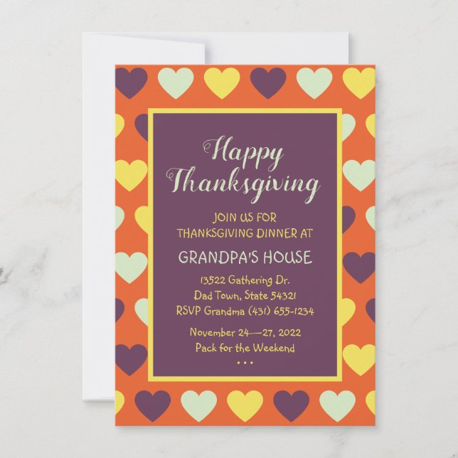 Convite Personalizado para Janto de Ação de Graças (Frente)