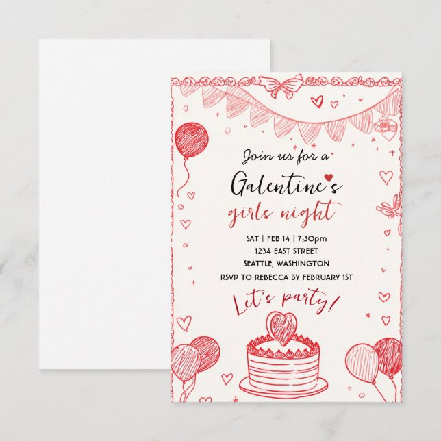 Convite Personalizado para Noite das Meninas Galen (Frente/Verso)