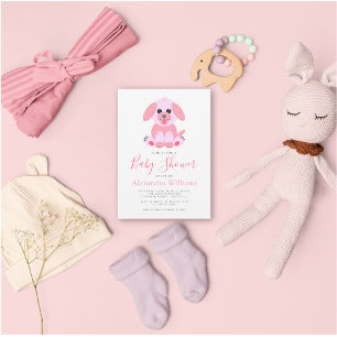 Convite Personalizado Puppy Rosa chá de fraldas
