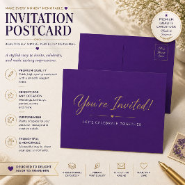 Convite Personalizado Roxo Luxo em Cartão-Postal