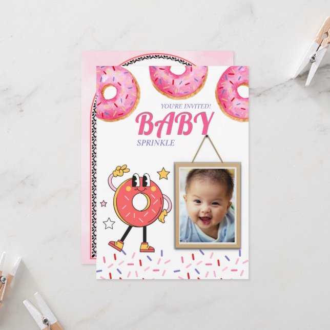 Convite Personalizável Baby Sprinkle com Rosquinha (Frente/Verso In Situ)