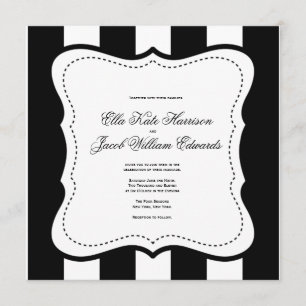 Convite Personalizável de Casamento Preto e Branc