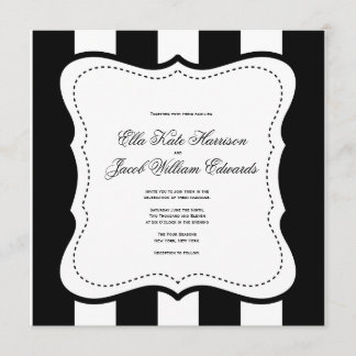 Convite Personalizável de Casamento Preto e Branco