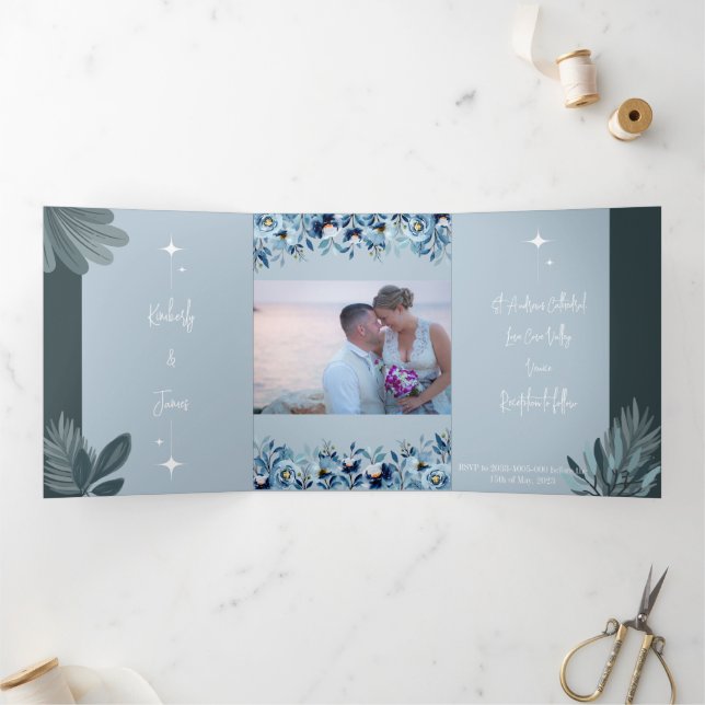 Convite personalizável de casamento triplo (Dentro)