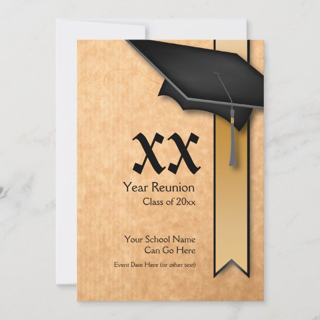 Convite Personalizável de Reunião de Classe Preta  (Frente)