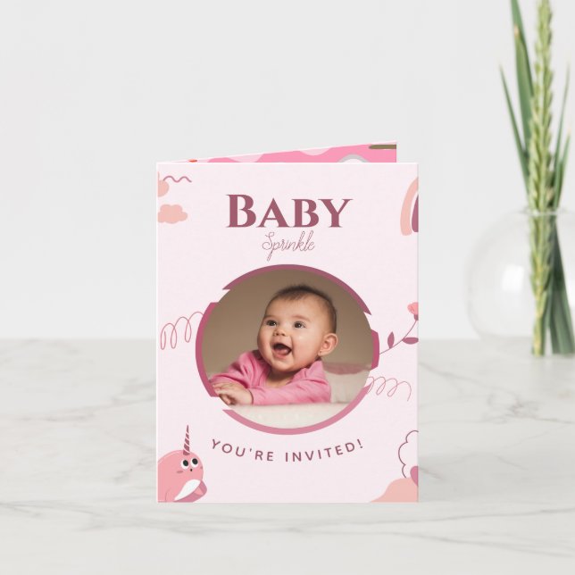 Convite Personalizável Floral Baby Sprinkle (Frente)