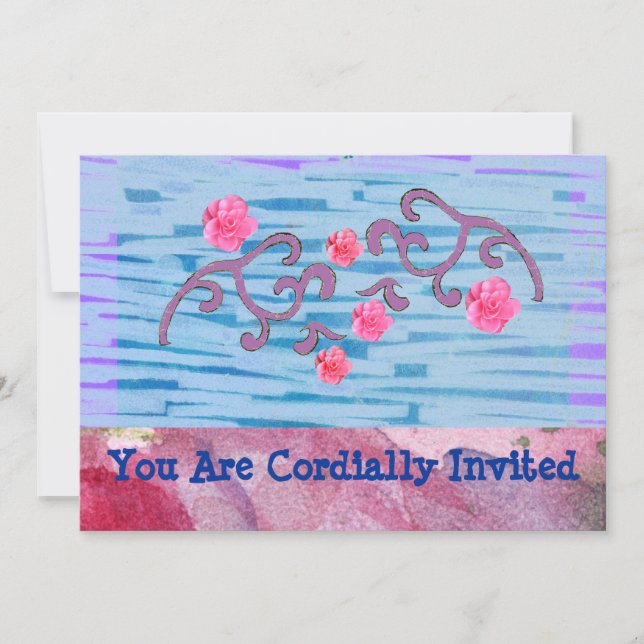 Convite Personalizável Flores Rosas (Frente)