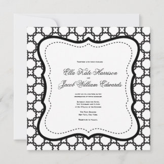 Convite personalizável para casamento de preto e b