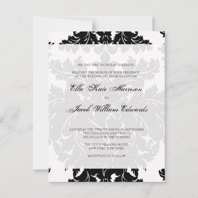 Convite Personalizável para Casamento tema damasco (Frente)