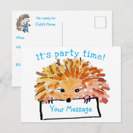 Convite Personalizável para Crianças Hedgehog