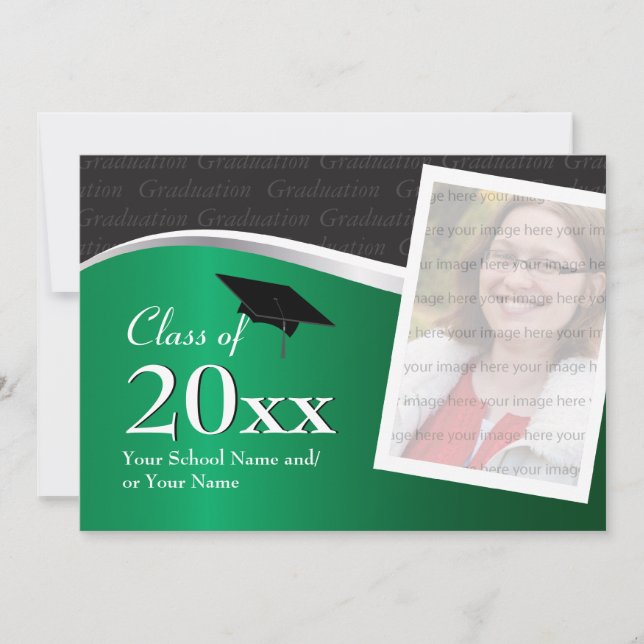 Convite Personalizável para Graduação Verde e Pret (Frente)