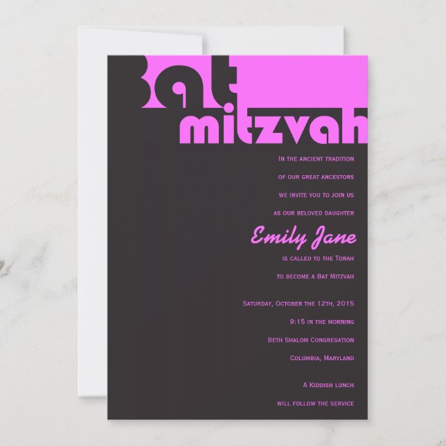 Convite Personalizável para o Bar Mitzvah TYPOGRAP (Frente)