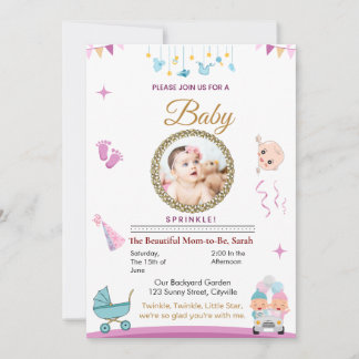 Convite personalizável para pulverização de bebês