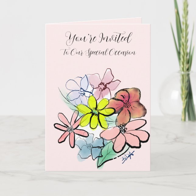 Convite Personalize um Gráfico Brilhante e Bonito da Flor (Frente)