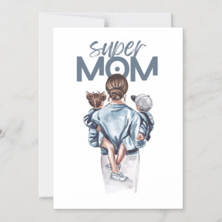 Convite Personalized Super Mom with Son and Daughter Gift 