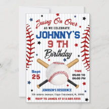 Convite pessoal de aniversário para beisebol
