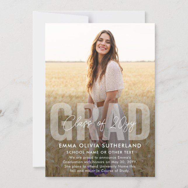 Convite Photo Overlay Magnetic Graduation Announcement (Frente)