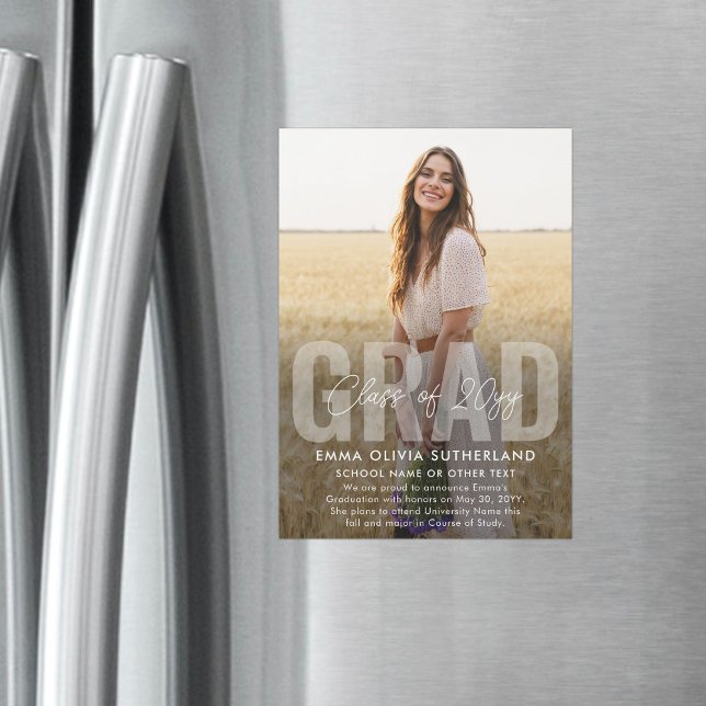 Convite Photo Overlay Magnetic Graduation Announcement (Criador carregado)