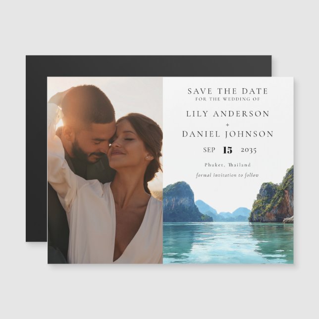 Convite Phuket Thailand Wedding Photo Save The Date (Frente/Verso)