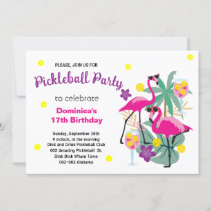 Convite Pickleball Flamingos B-day + RSVP