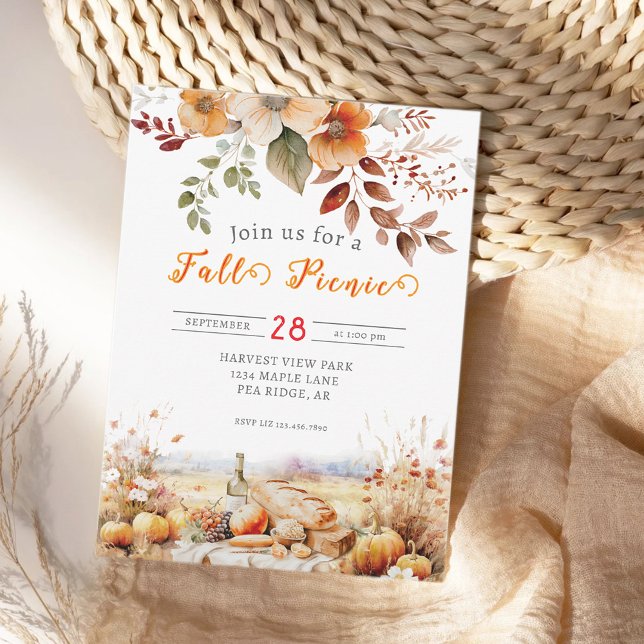 Convite Picnic de queda de abóbora (Criador carregado)