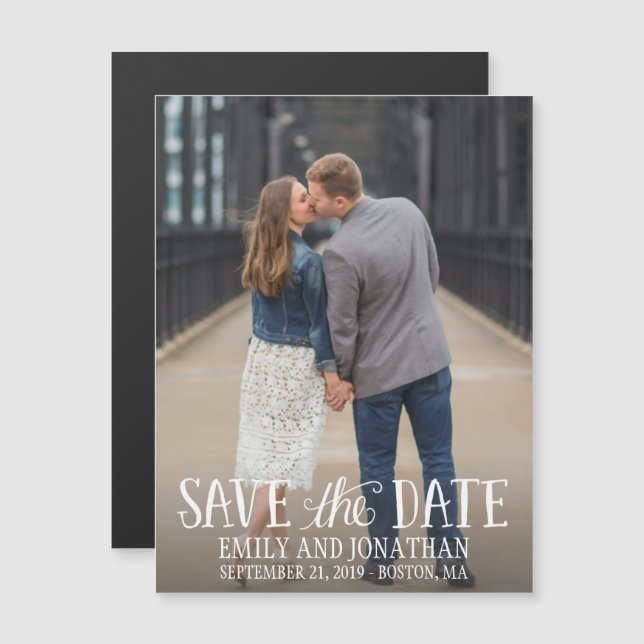 Convite Picture Wedding Save The Date Magnets, Lettered (Frente/Verso)