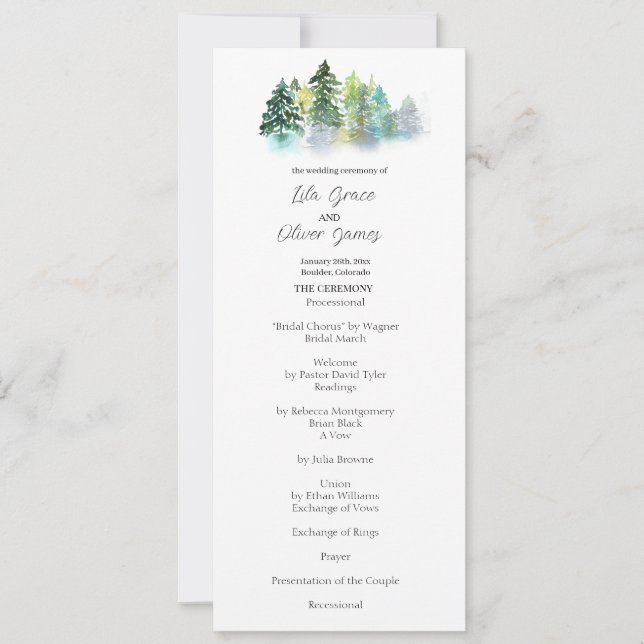 Convite Pine Crest para Casamento (Frente)