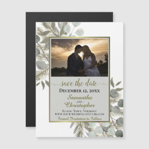 Convite Pine Eucalyptus Wedding Save the Date Photo Cinza