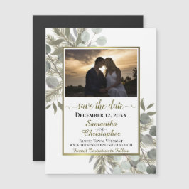Convite Pine Eucalyptus Wedding Save the Date Photo White