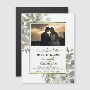 Convite Pine Eucalyptus Wedding Save the Date Photo White