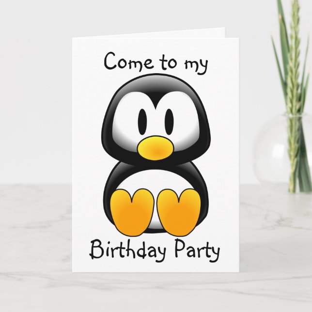 Convite Pinguim venha à minha Festa de aniversário - perso (Frente)