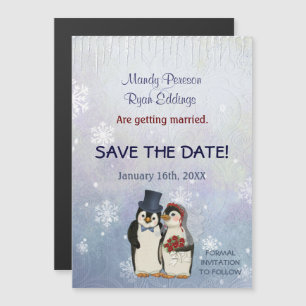 Convite Pinguin Winter Snowflakes Casamento Salvar Data