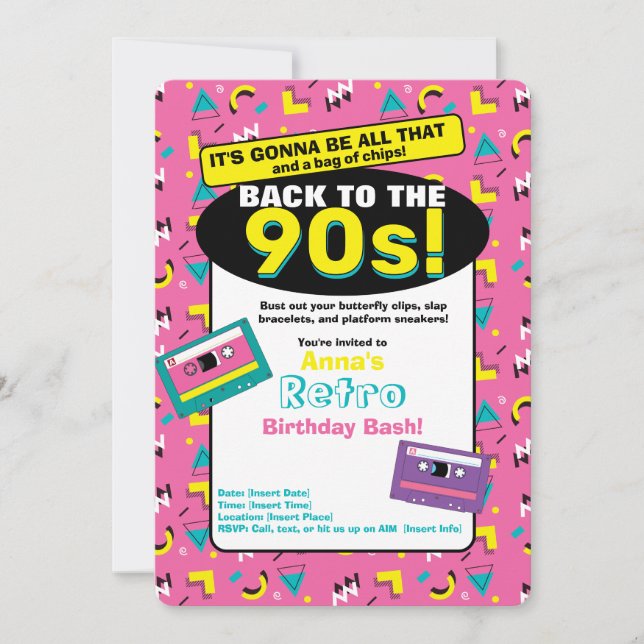 Convite Pink 90's (Frente)