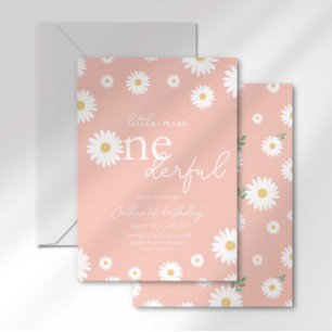 Convite Pink Daisy Little Miss Onederful