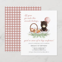 Convite Pink do Urso de Teddy do primeiro aniversa