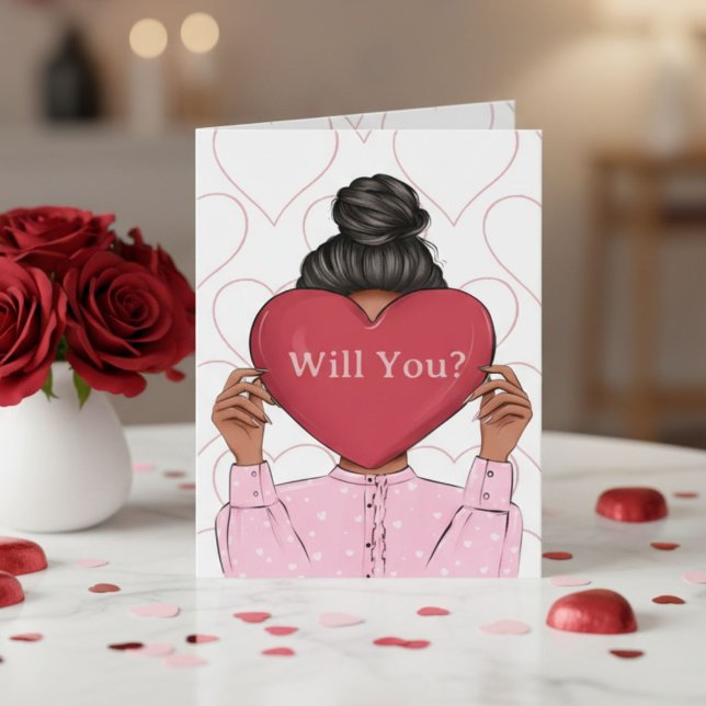 Convite Pink Hearts Valentine's Bridesmaid Proposal Card (Criador carregado)