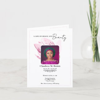 Convite Pink Magnolia Minimal Bifold Memorial Program