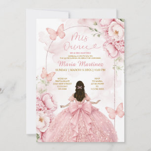 Convite Pink Mis Quince com Menina Princesa
