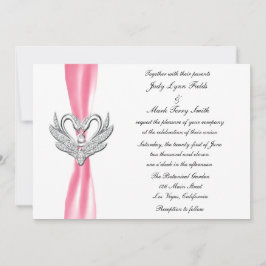 Convite Pink Ribbon Silver Swans