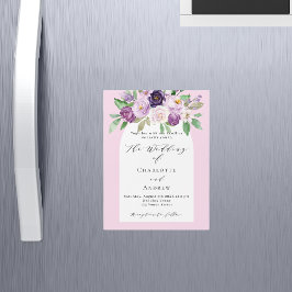 Convite Pink roxo aquarela floral arco luxo casamento