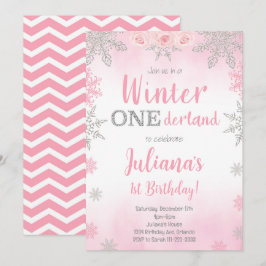 Convite Pink Silver Winter Wonderland