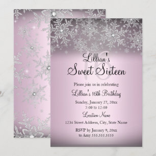 Convite Pink Sparkle Snowflake Sweet 16