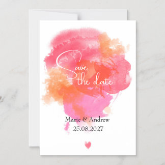 Convite Pink watercolor Save the date 