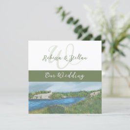 Convite Pintado de Casamento de Seaside Picturesco