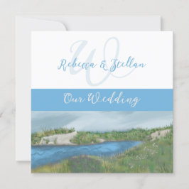 Convite Pintado de Casamento de Seaside Picturesco