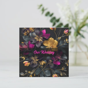 Convite Pintado para Casamento de Buquês