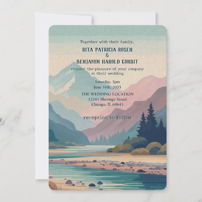 Convite Pintado para Casamento de Montanha (Frente)
